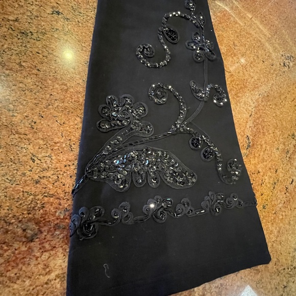 Designs By Naomi Black Beaded, Sequin Wide Leg, High Rise Pants Size Medium - Picture 13 of 14